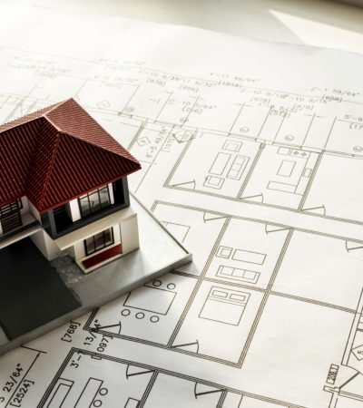 Closeup of house plan blueprint