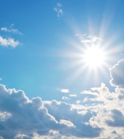 Deep blue sky and summer sun. Nature airscape.