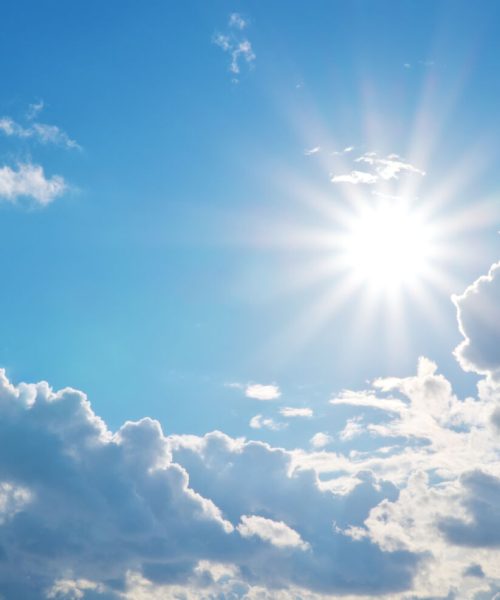 Deep blue sky and summer sun. Nature airscape.