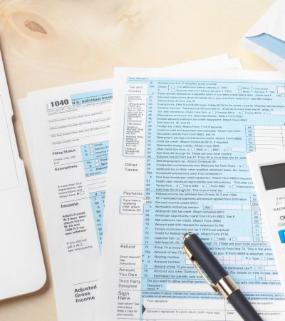 Showing business and financial report. Accounting, money close up