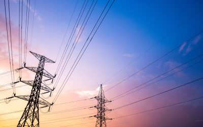 silhouette of high voltage electrical pole structure