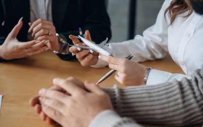 Travel conception. Close up view of people in airline company.